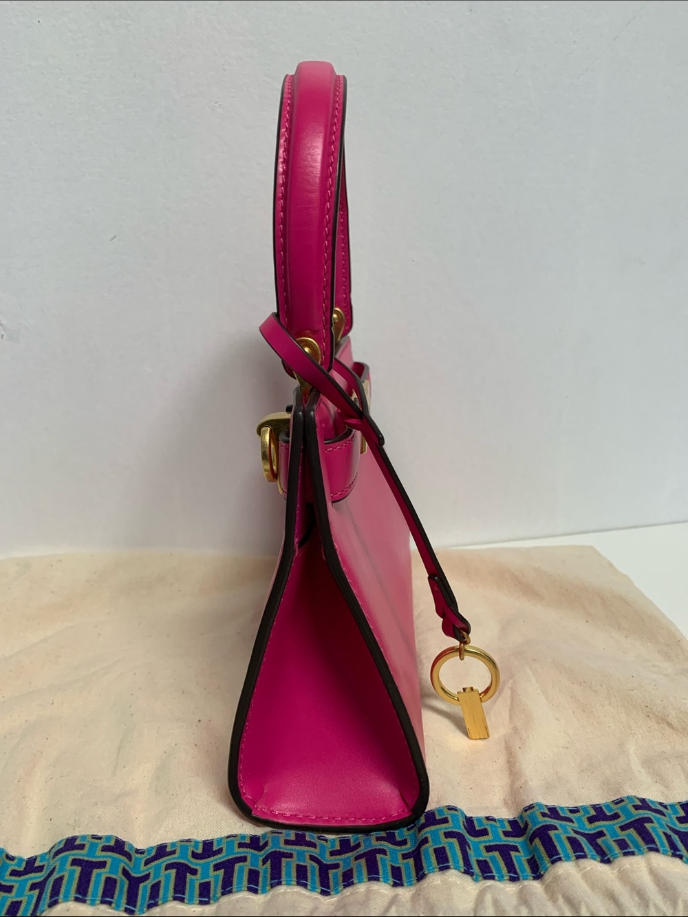 Tory Burch Hot Pink Mini Top-Handle Bag with Gold Hardware - Picture 5 of 12